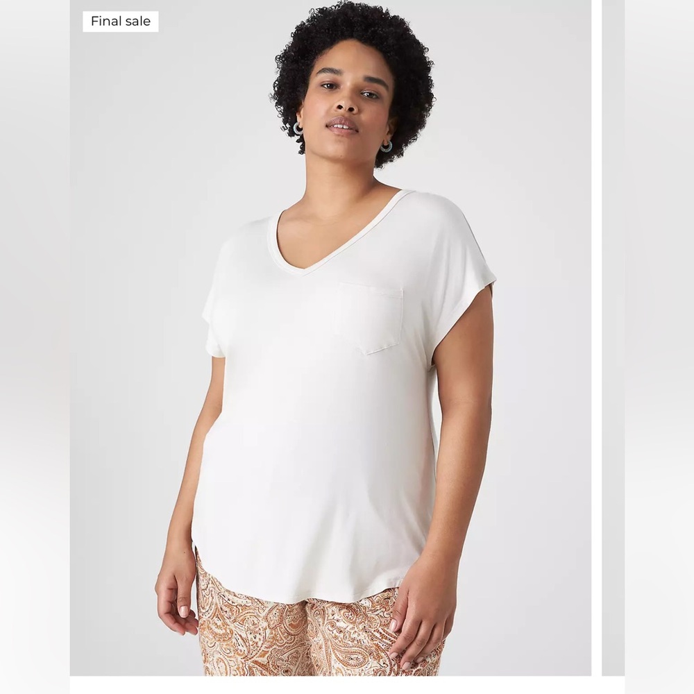 White V-Neck Short Sleeve Top